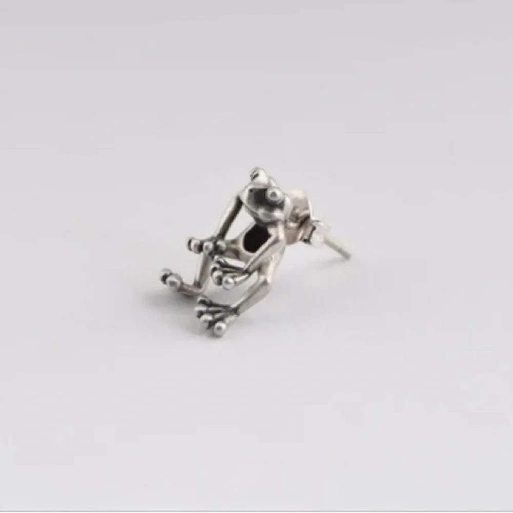 925 Sterling Silver Cute Frog Earring Stud Ear Dangler - Picture 4 of 9